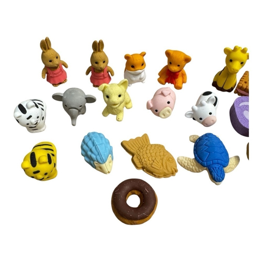 Iwako 3D Puzzle Erasers Lot Of 18 Assorted Animal and Food Erasers - Picture 2 of 5
